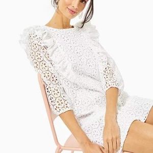 Lilly Pulitzer XXS Shift dress. Primm model. Resort white sand dollar eyelet